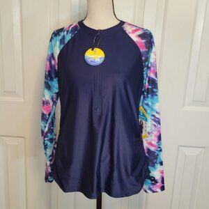 Free Country Sun Block Shirt Navy Size Medium